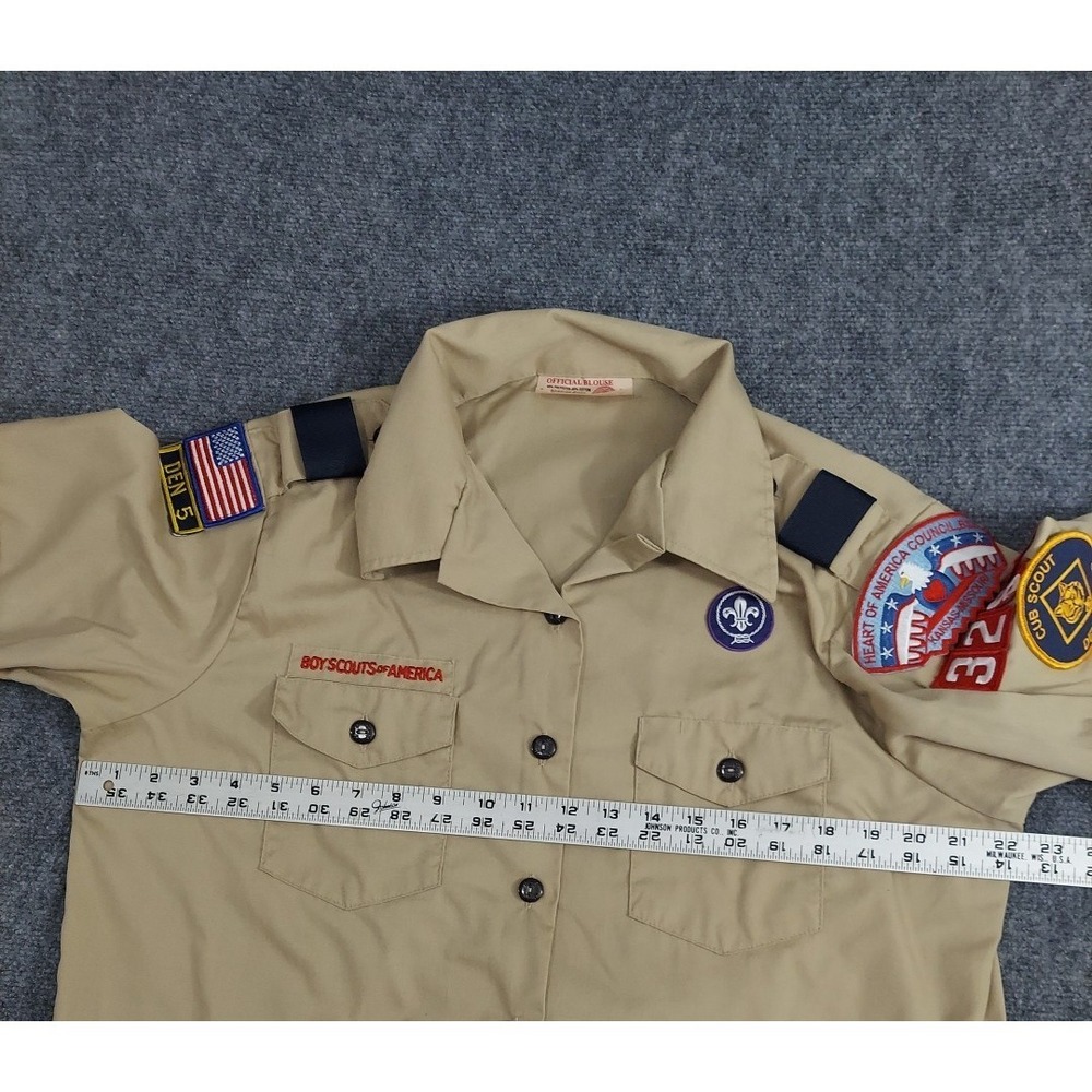 Vtg Boy Scouts Of America Shirt Boys XL 18-20 Patches KS MO Uniform 90s - Picture 9 of 11